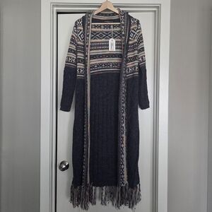 In The Beginning Women's Multicolor Knit Long Cardigan Size Small NWT